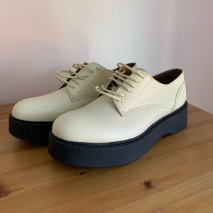 Zara Y2K Leather Lace Up Platform Derby Shoes